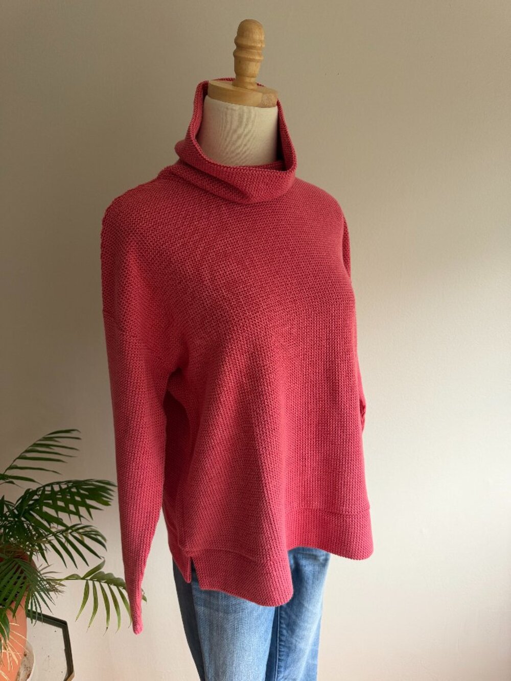 Talbots Textured Knit Cranberry Cowl Neck Sweater